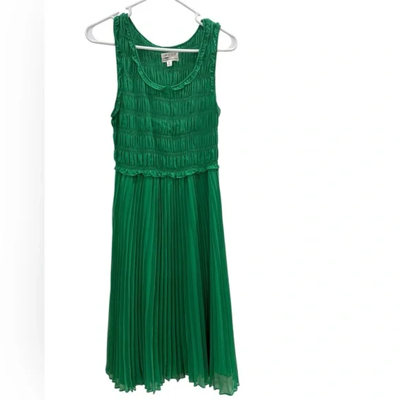 Max Studio Green Sleeveless Pleated Midi Dress - Picture 1 of 4